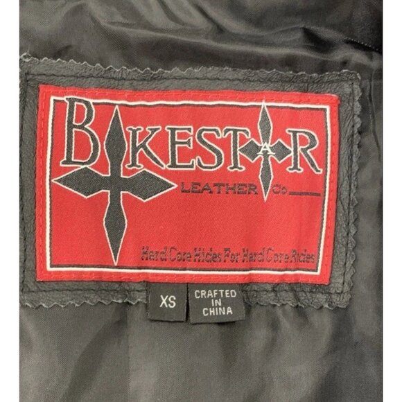 Bike Star Mens Black Stitched Leather Motorcycle Riding Vest Sz XS Biker Riding - Picture 3 of 5